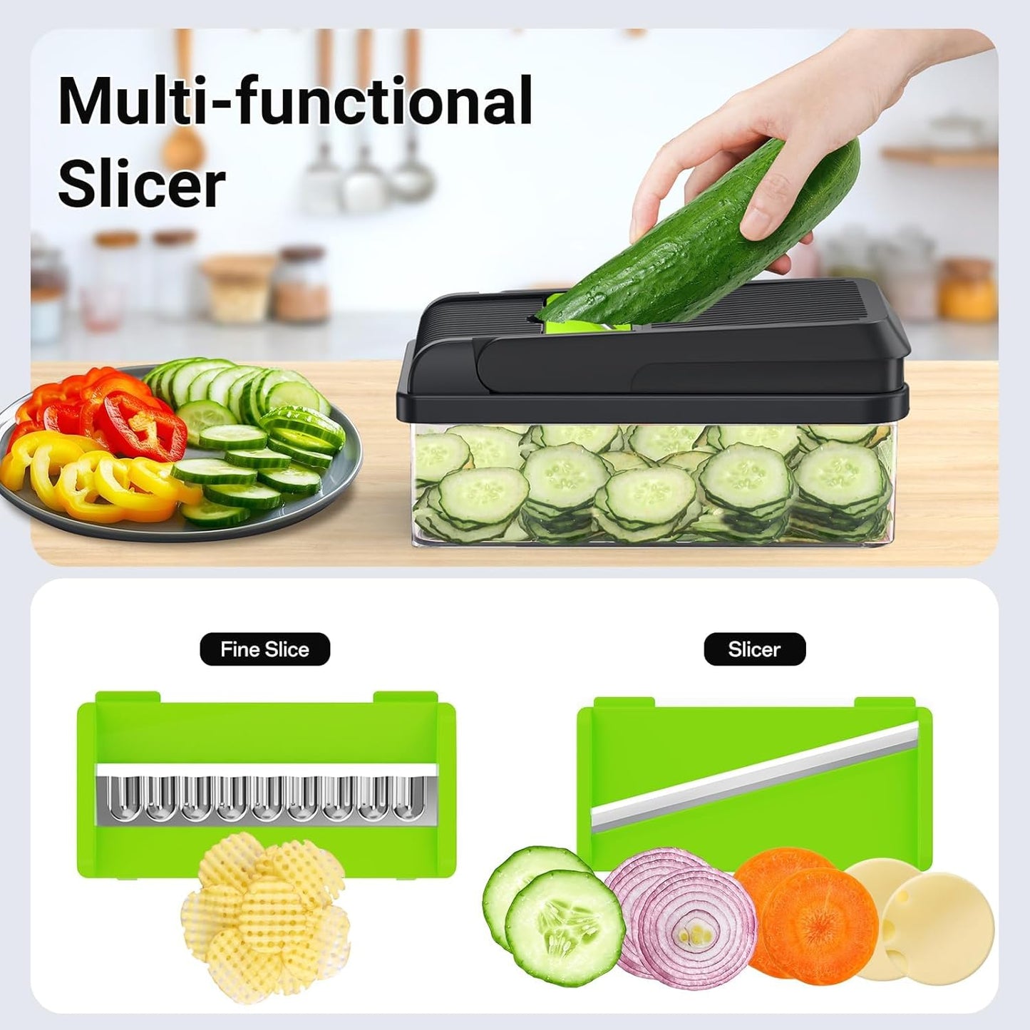 Vegetable Chopper 12-in-1 7 Blades Mandoline Slicer Kitchen Tool