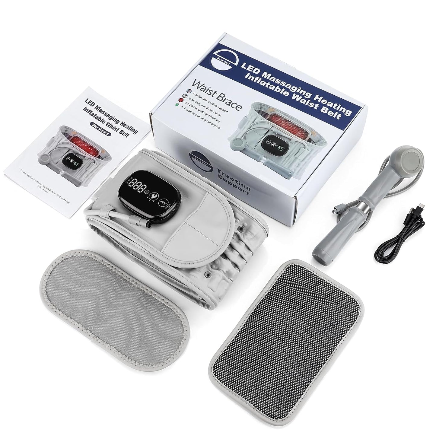 Inflatable Back Support Belt LED Light Therapy Device