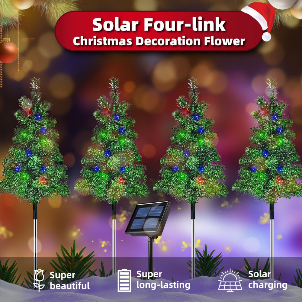 Solar Pathway Lights Set Christmas Tree Shape