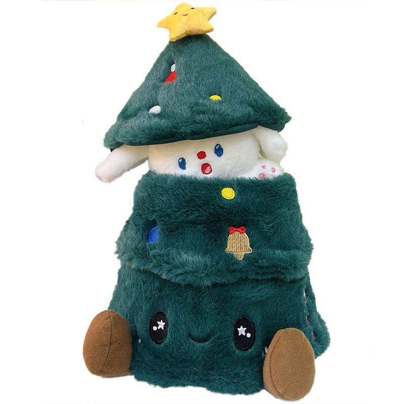 Plush Christmas Tree Doll with Movable Dog Toy