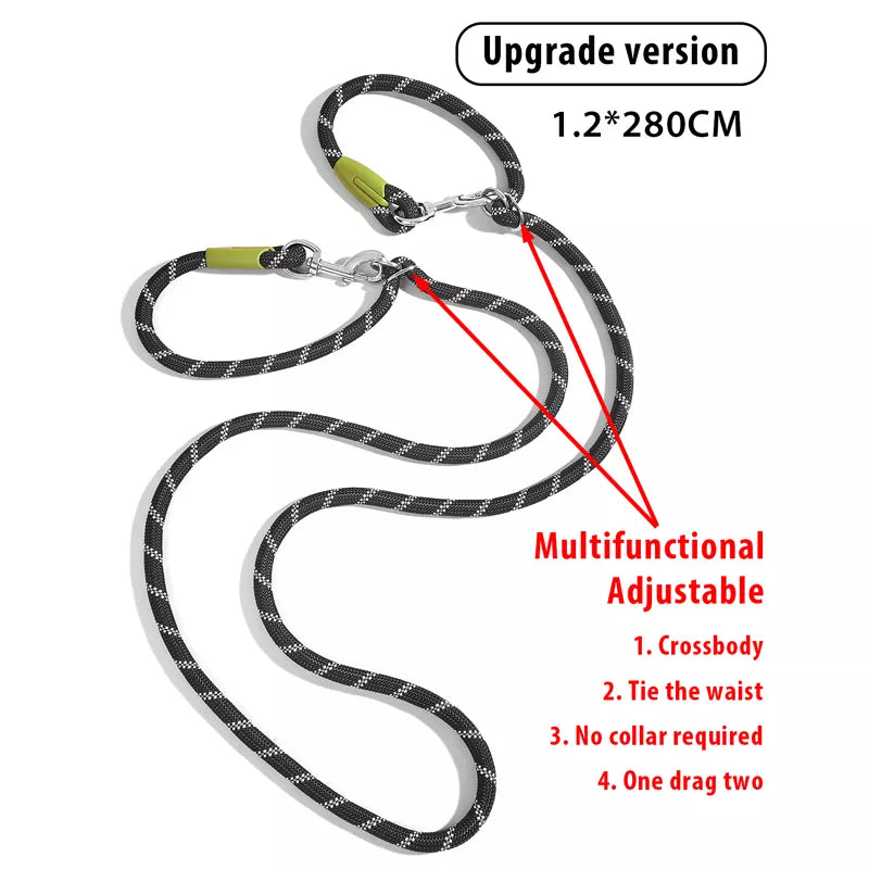 Hands-Free Dog Leash Adjustable Belt Attachment System