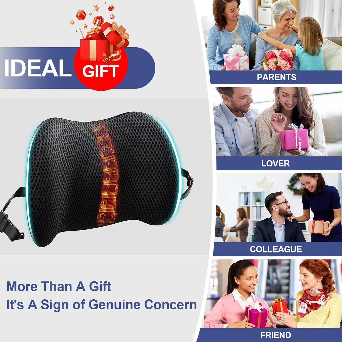 Lumbar Support Pillow Memory Foam Back Cushion