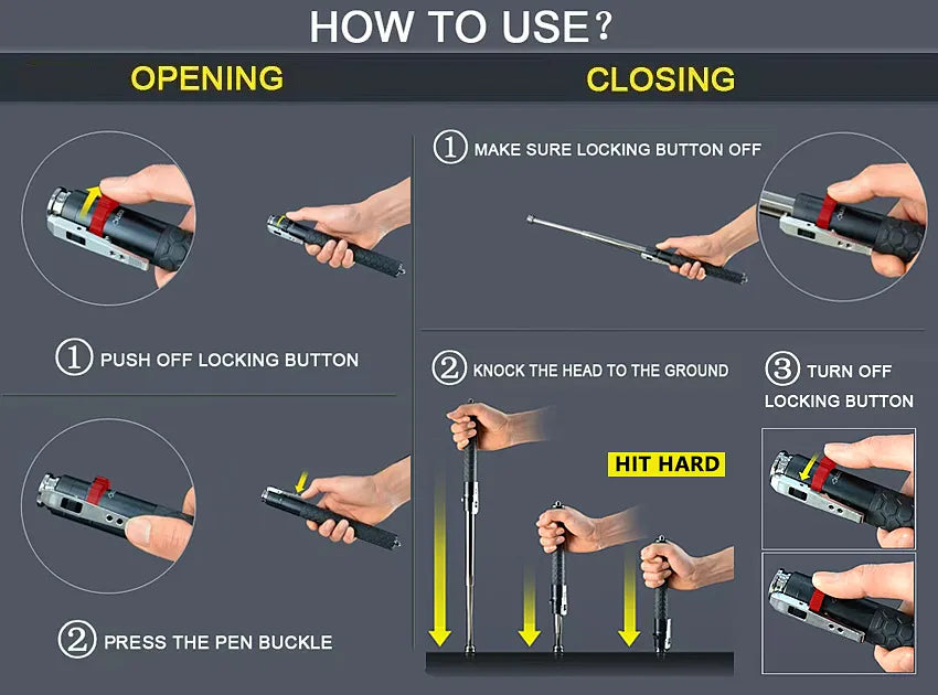 Self-Defense Stick for Personal Safety - Adjustable