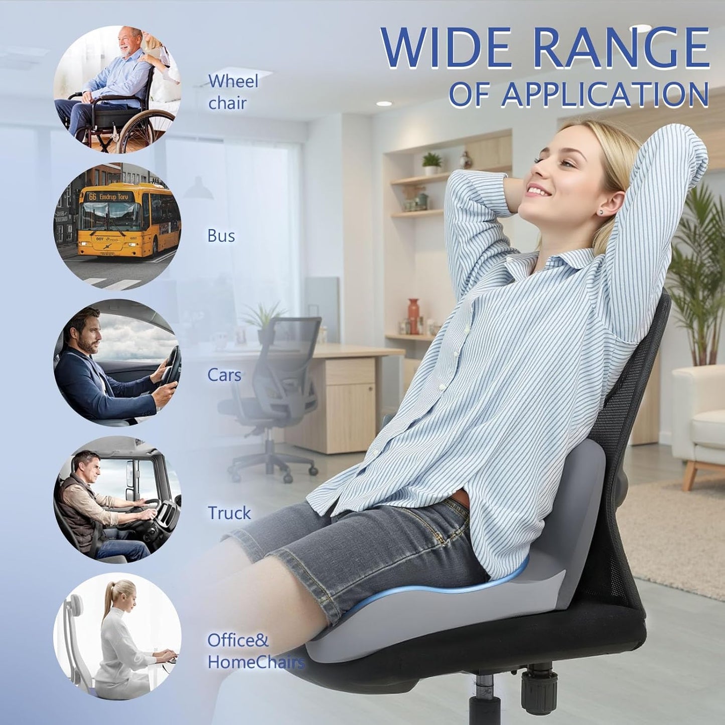 Truck Seat Cushion Memory Foam Lumbar Support Pillow