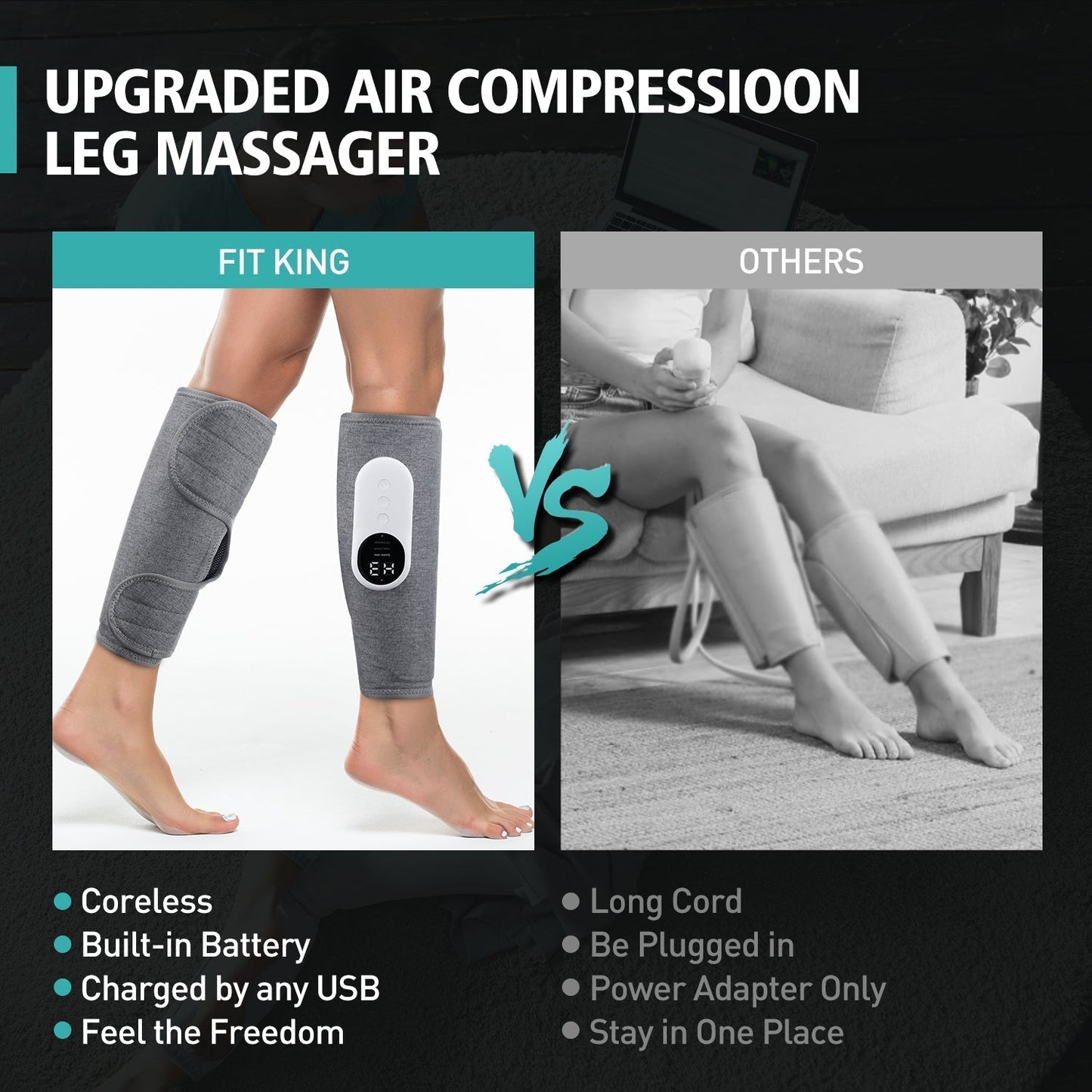 Leg Massager Air Compression Device for Foot and Leg Therapy