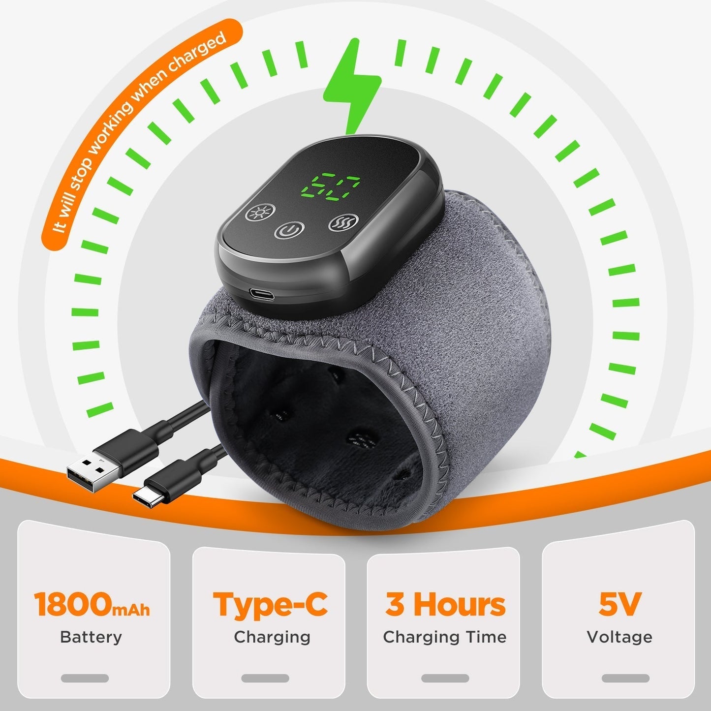 Wrist Massage Brace with Hot Compress Function