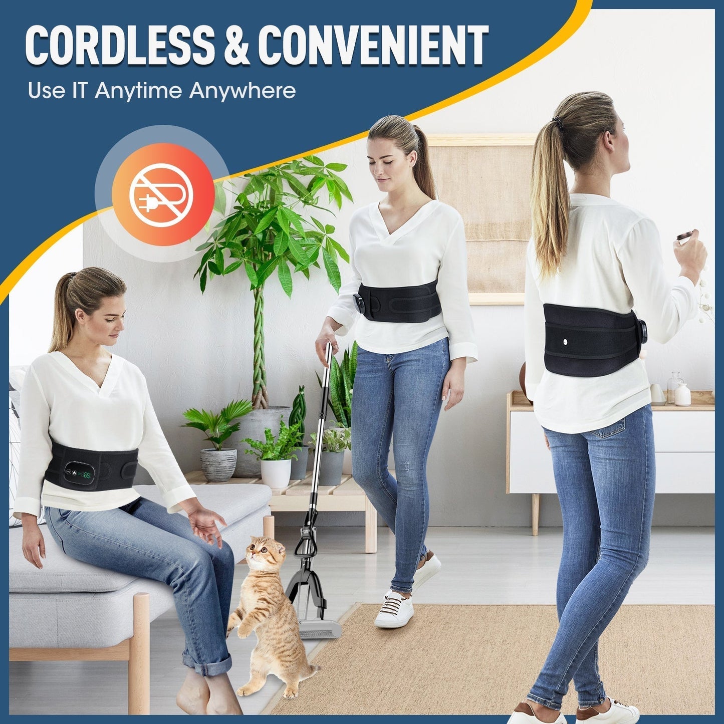 LED Back Massager with Red Light Therapy and Heat Function