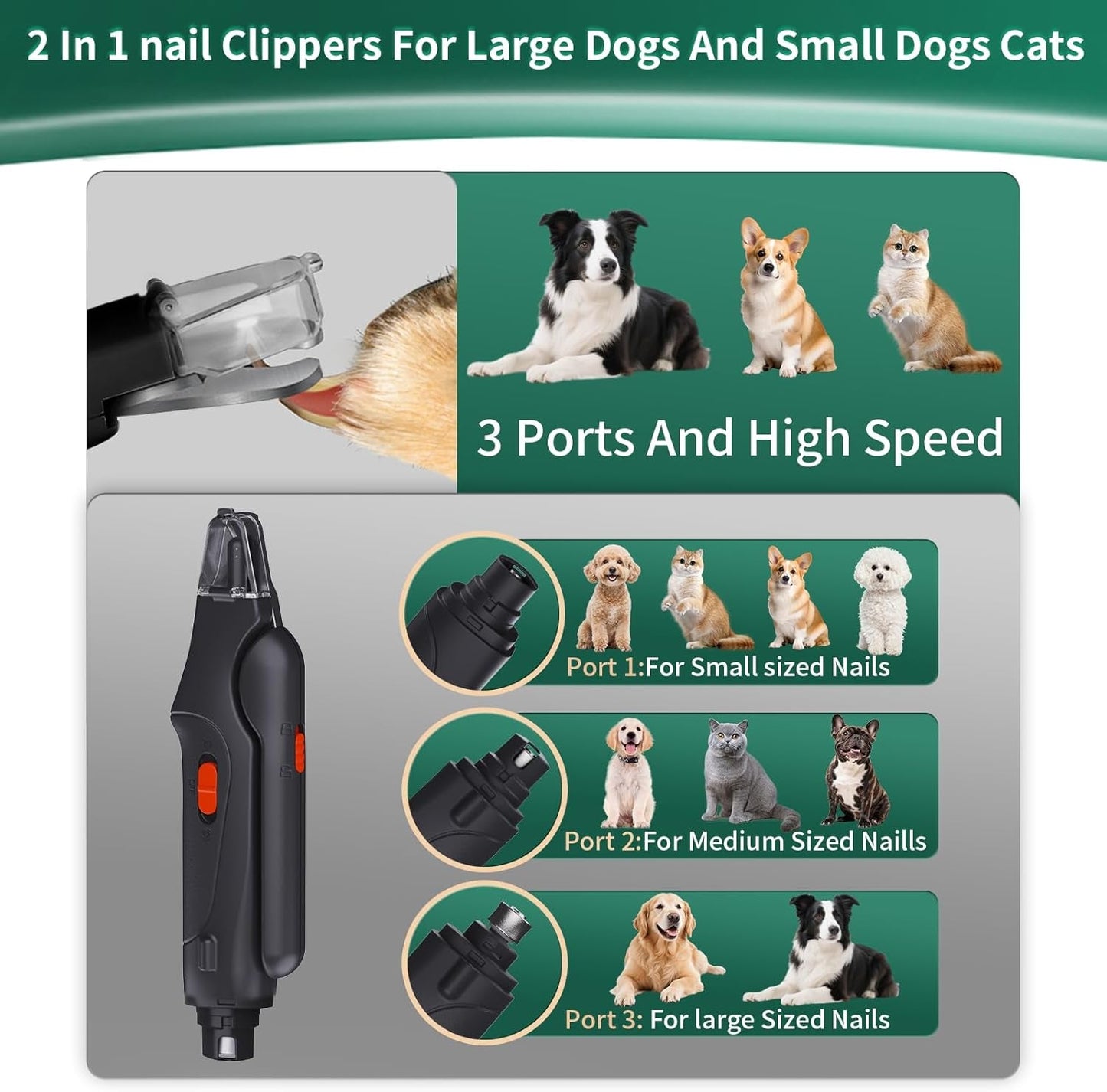 Cat Dog Nail Clippers Trimmers USB Rechargeable LED Light