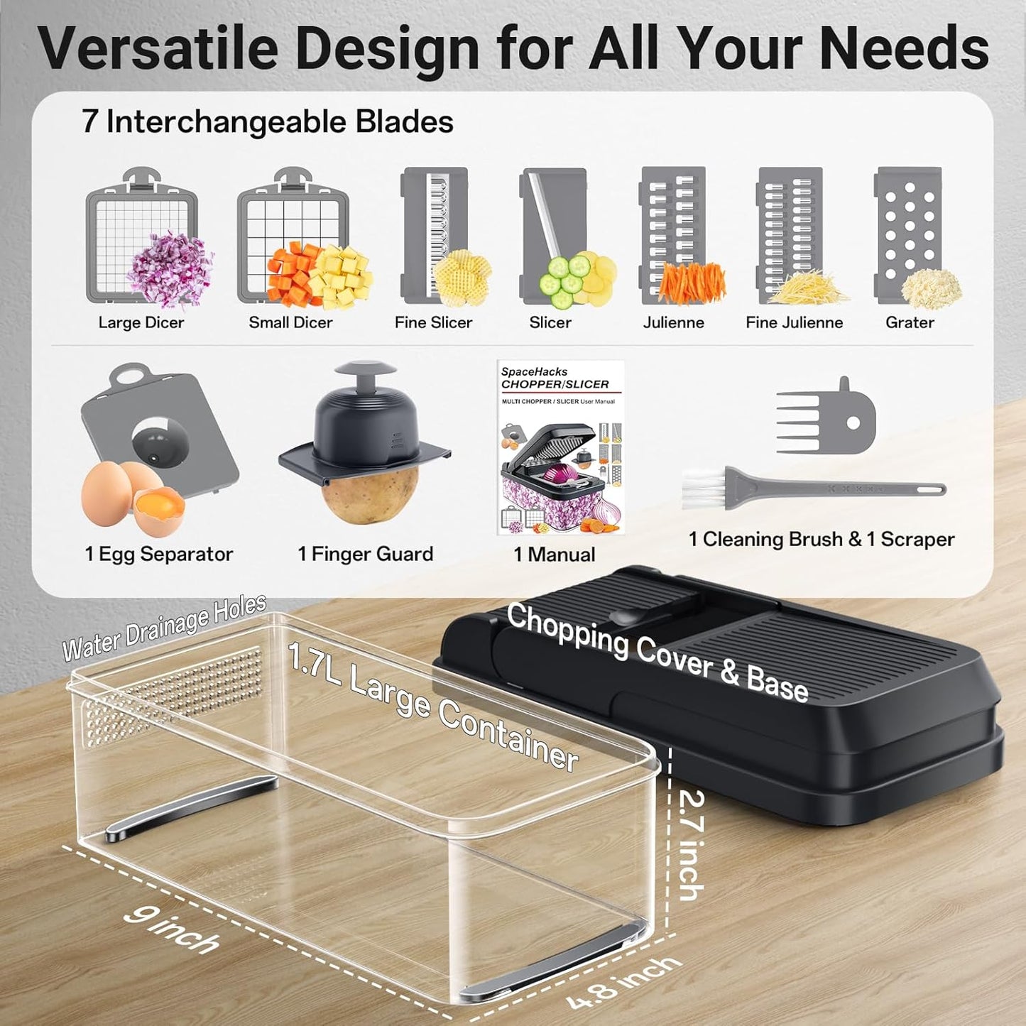 Vegetable Chopper 12-in-1 7 Blades Mandoline Slicer Kitchen Tool