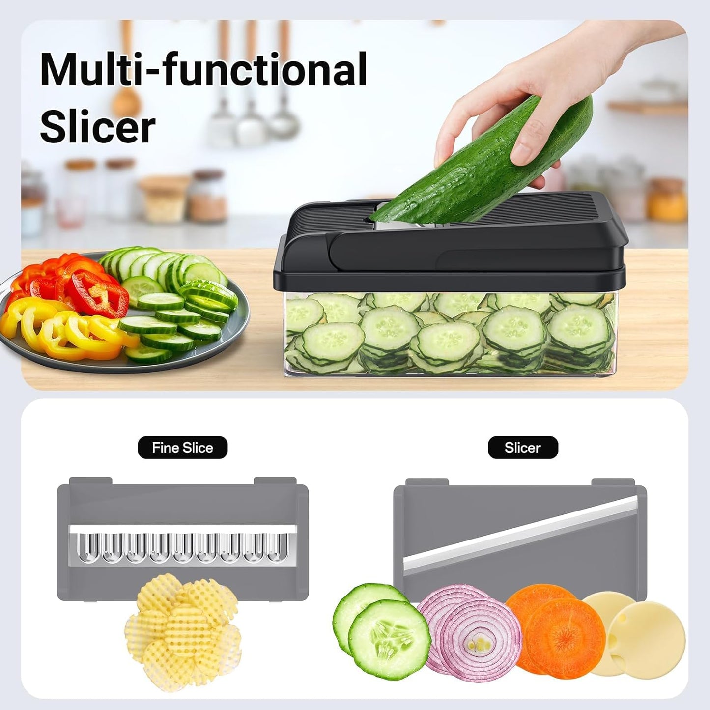 Vegetable Chopper 12-in-1 7 Blades Mandoline Slicer Kitchen Tool