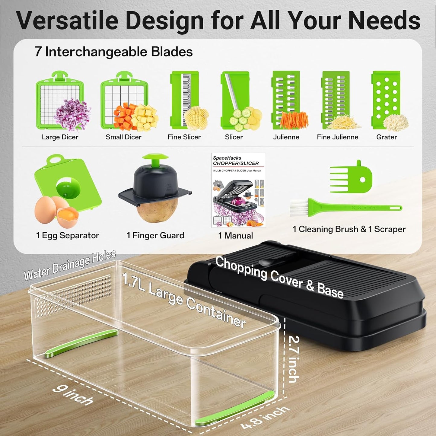 Vegetable Chopper 12-in-1 7 Blades Mandoline Slicer Kitchen Tool