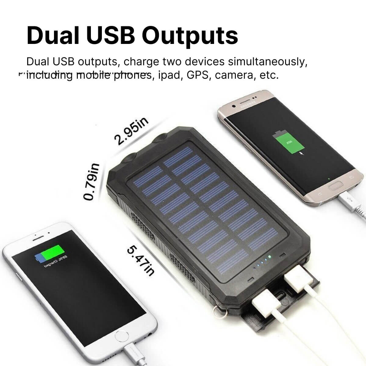 20000mAh Solar Power Bank Waterproof Portable Charger