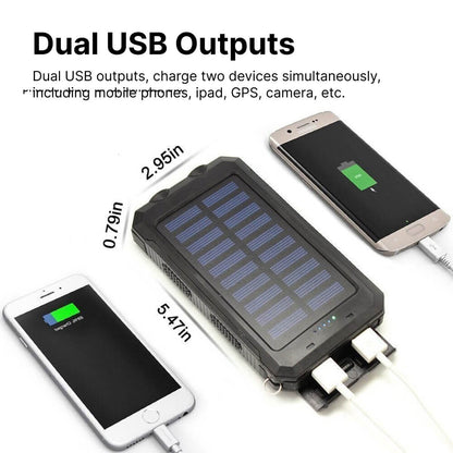 20000mAh Solar Power Bank Waterproof Portable Charger