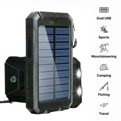 20000mAh Solar Power Bank Waterproof Portable Charger