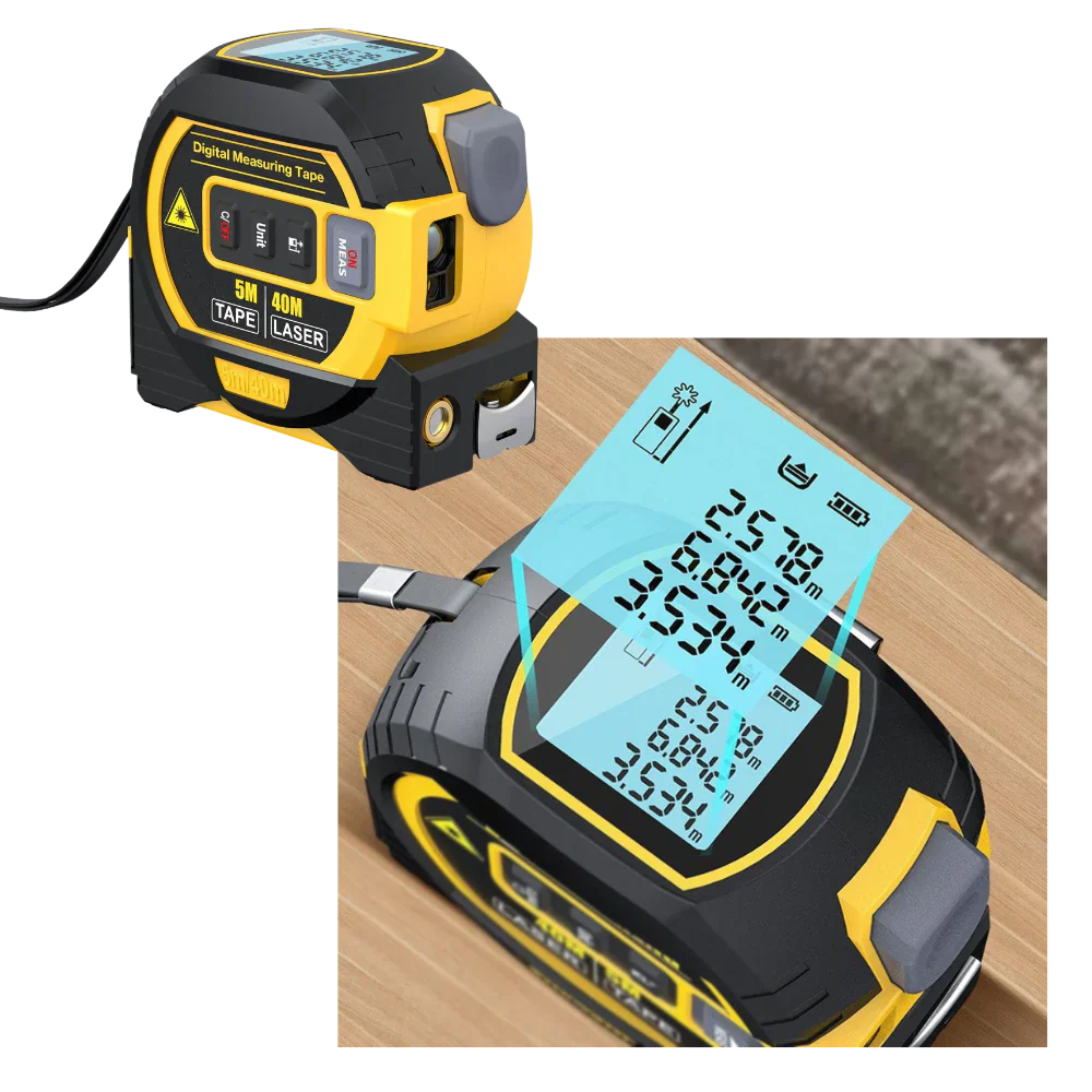 3-in-1 Laser Tape Measure Tool 40M Measurement Device