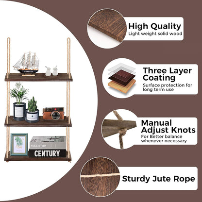 3-Tier Wall Shelf for Indoor Plants Hanging Shelf