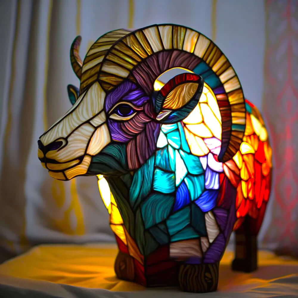 Stained Glass Animal Table Lamp Night Light Fixture