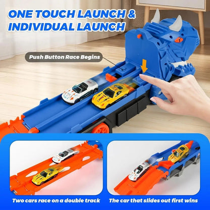 Dinosaur Race Track Toy Set with Cars and Catapult Track
