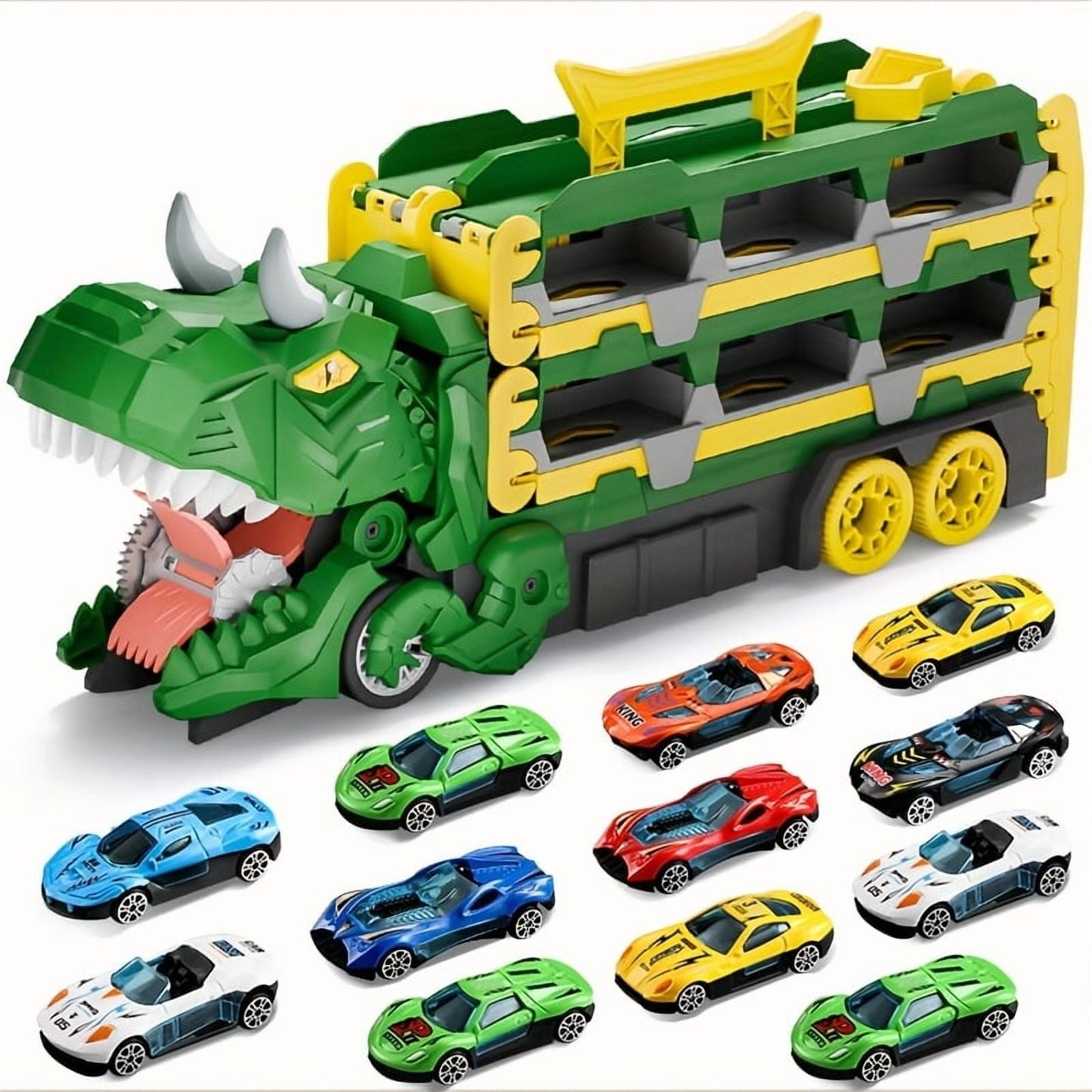 Dinosaur Race Track Toy Set with Cars and Catapult Track
