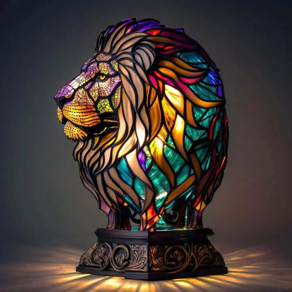 Stained Glass Animal Table Lamp Night Light Fixture