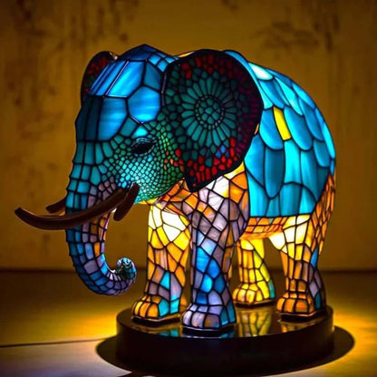Stained Glass Animal Table Lamp Night Light Fixture