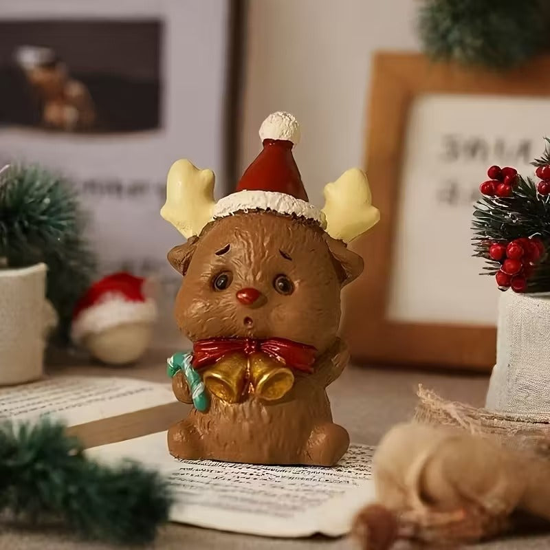 Mini Santa Claus Snowman Desktop Ornament Decor Set