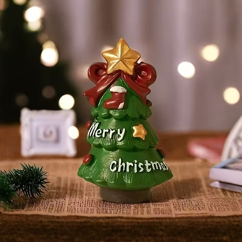 Mini Santa Claus Snowman Desktop Ornament Decor Set