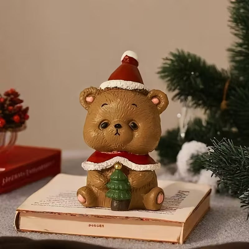 Mini Santa Claus Snowman Desktop Ornament Decor Set