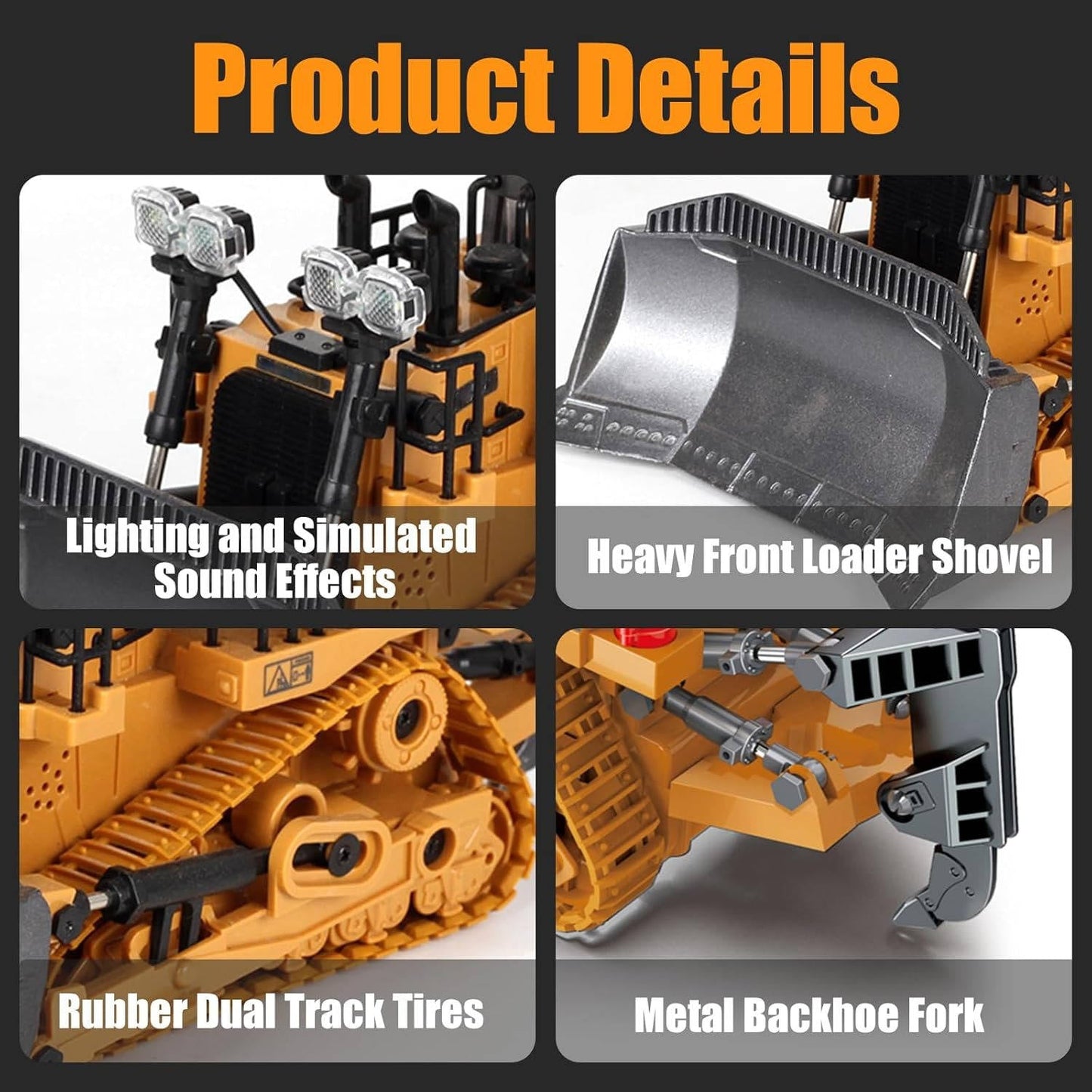 4WD Remote Control Excavator Bulldozer Dump Truck Toy Vehicle