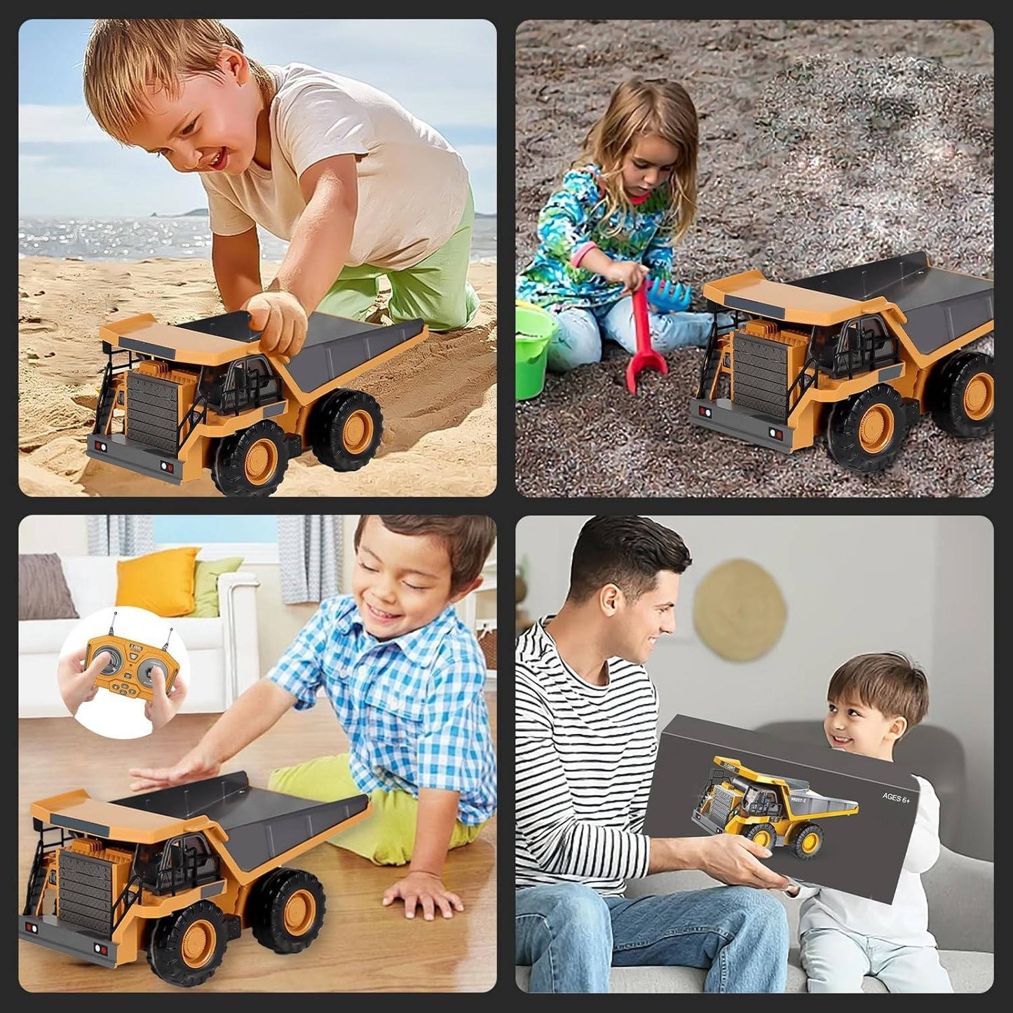 4WD Remote Control Excavator Bulldozer Dump Truck Toy Vehicle