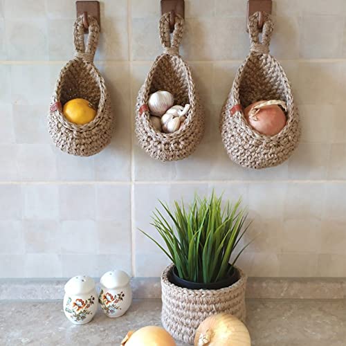 Jute Wall Storage Baskets Organizer Set Handwoven
