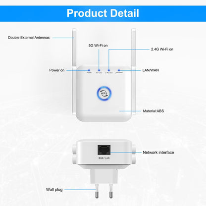 5G WiFi Extender Wireless Signal Booster Device