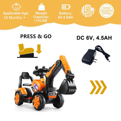 Electric Ride On Excavator Toy Vehicle