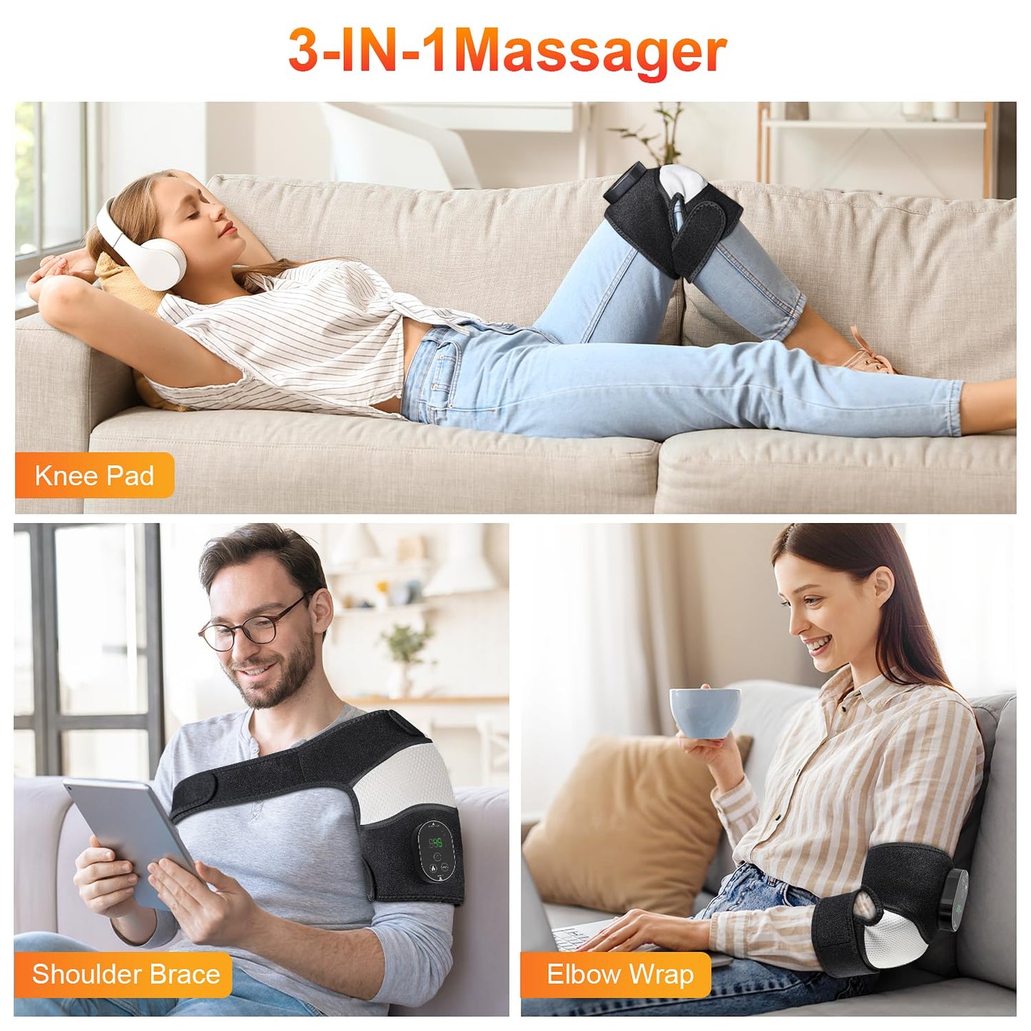 Electric Knee Massager with Heat 2-in-1 Device