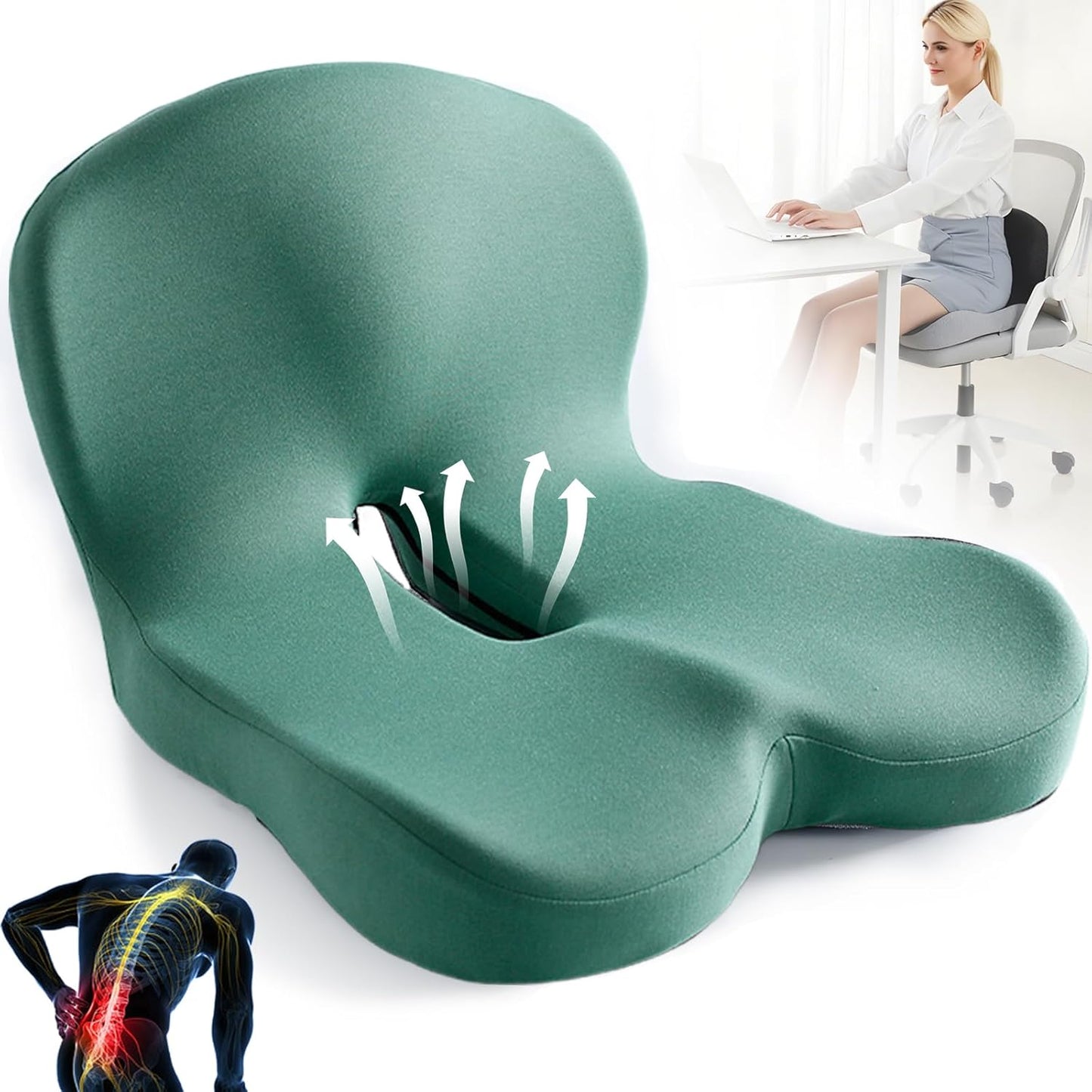 Memory Foam Seat Cushion with Lumbar Support