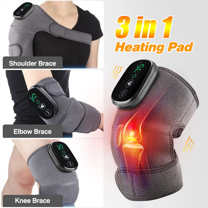 Heated Knee Massager Therapy Device 3-in-1 Unit
