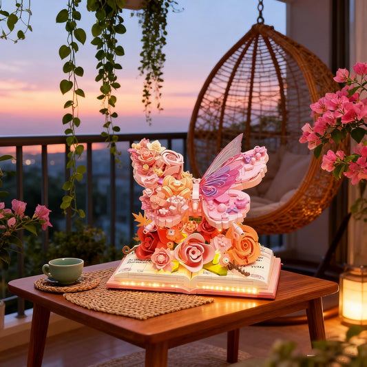 3D Butterfly Flower Building Blocks Set with LED Light