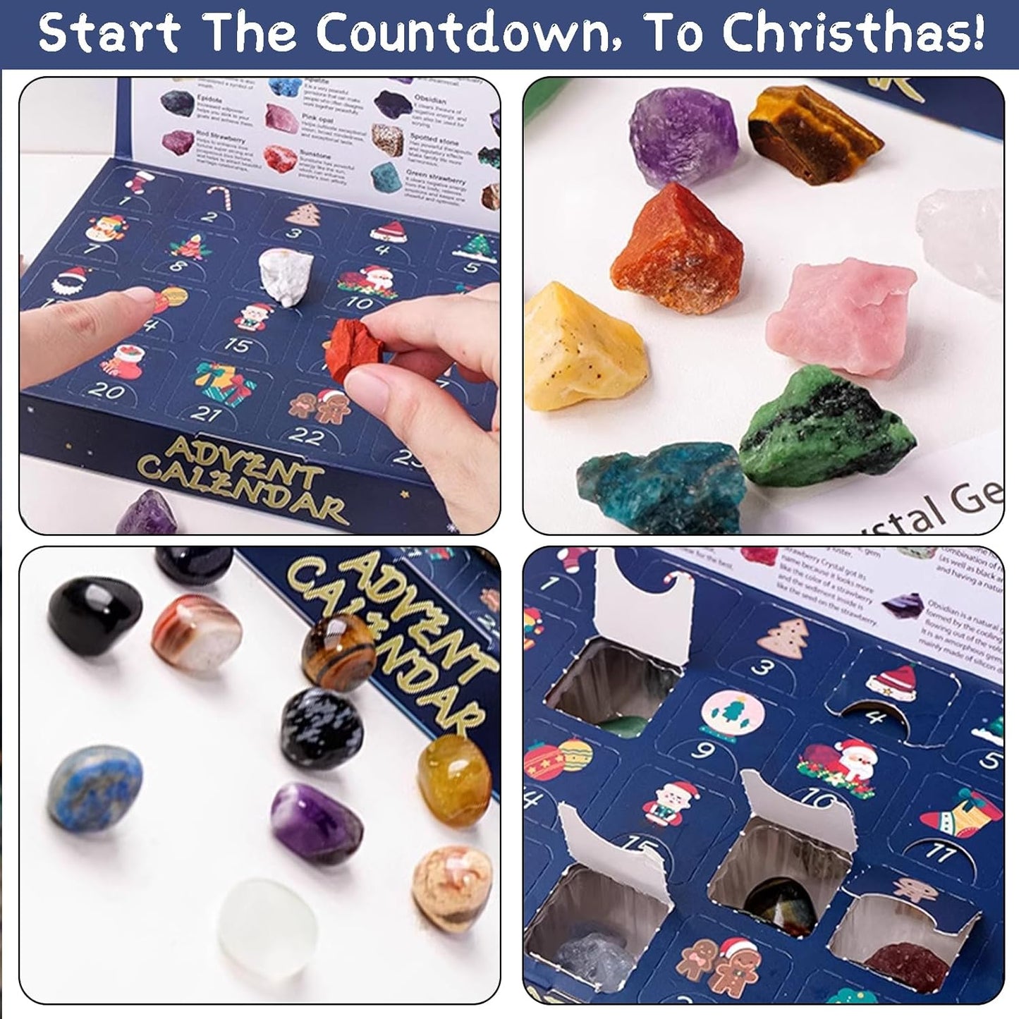 Advent Calendar 2025 Blind Box Gemstone 24 Pieces Set