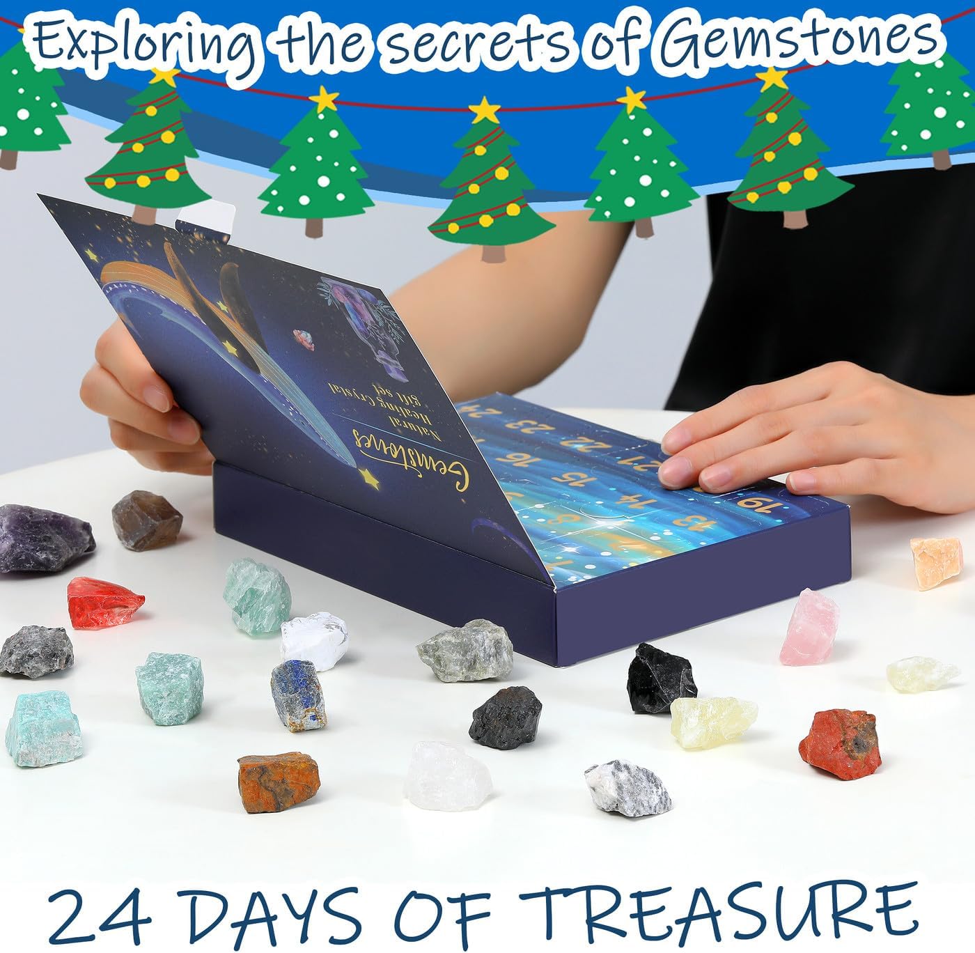 Advent Calendar 2025 Blind Box Gemstone 24 Pieces Set