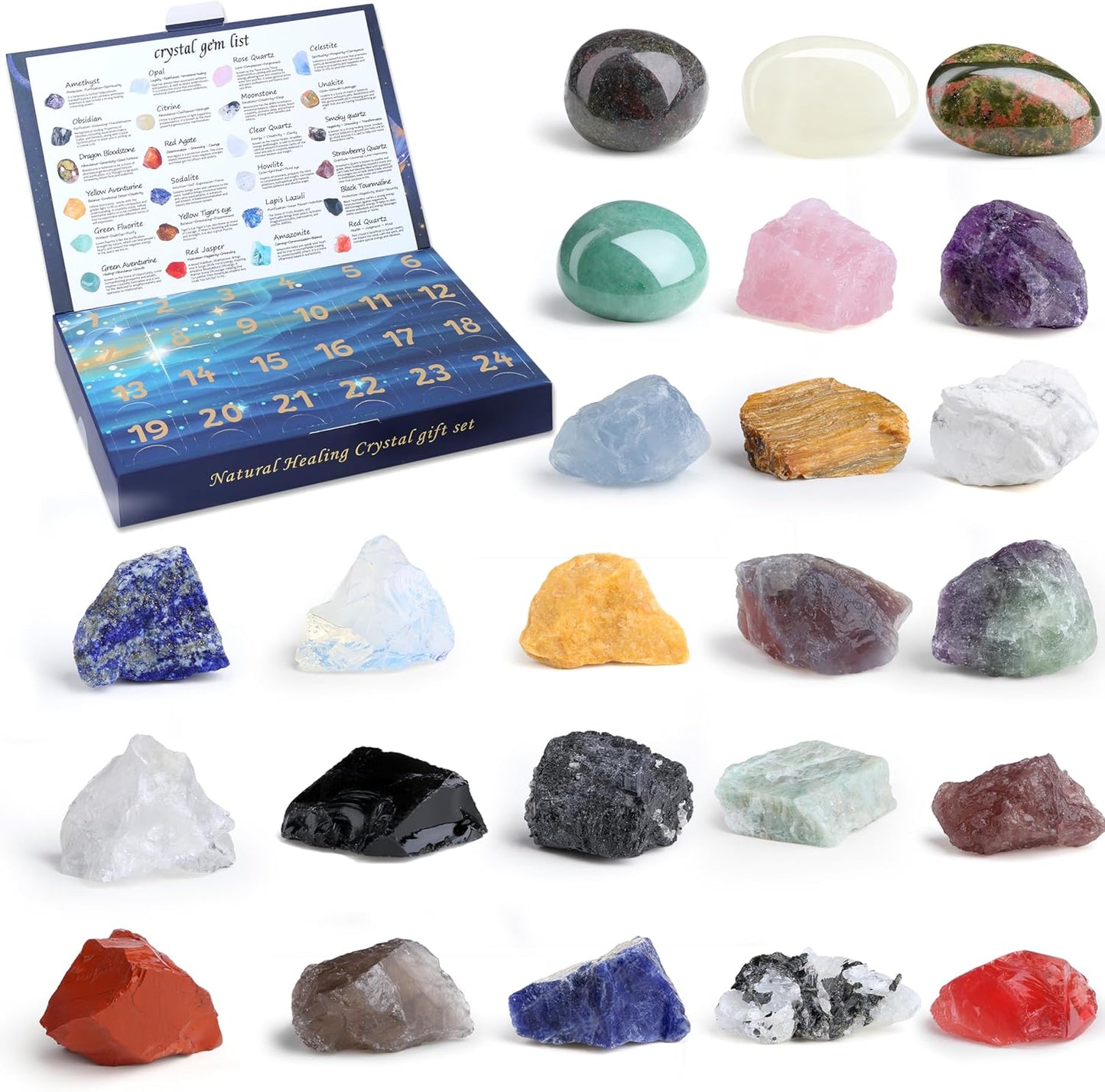 Advent Calendar 2025 Blind Box Gemstone 24 Pieces Set