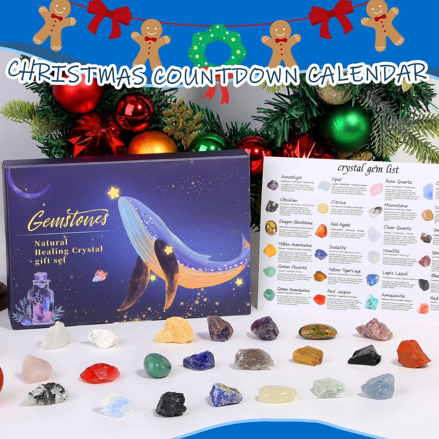Advent Calendar 2025 Blind Box Gemstone 24 Pieces Set