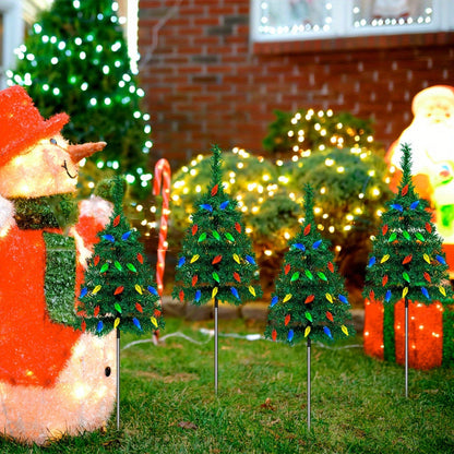 Solar Pathway Lights Set Christmas Tree Shape