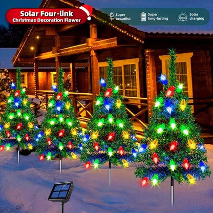 Solar Pathway Lights Set Christmas Tree Shape