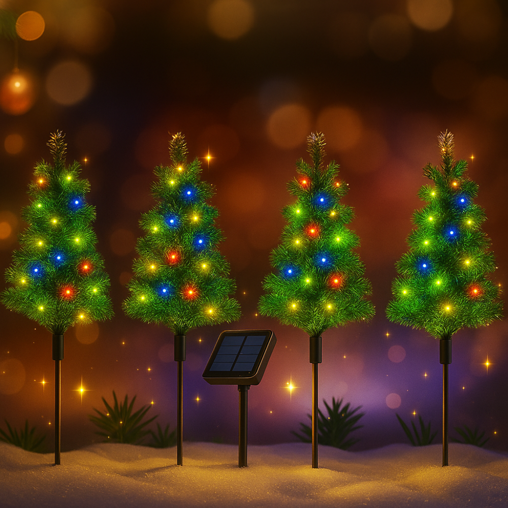 Solar Pathway Lights Set Christmas Tree Shape