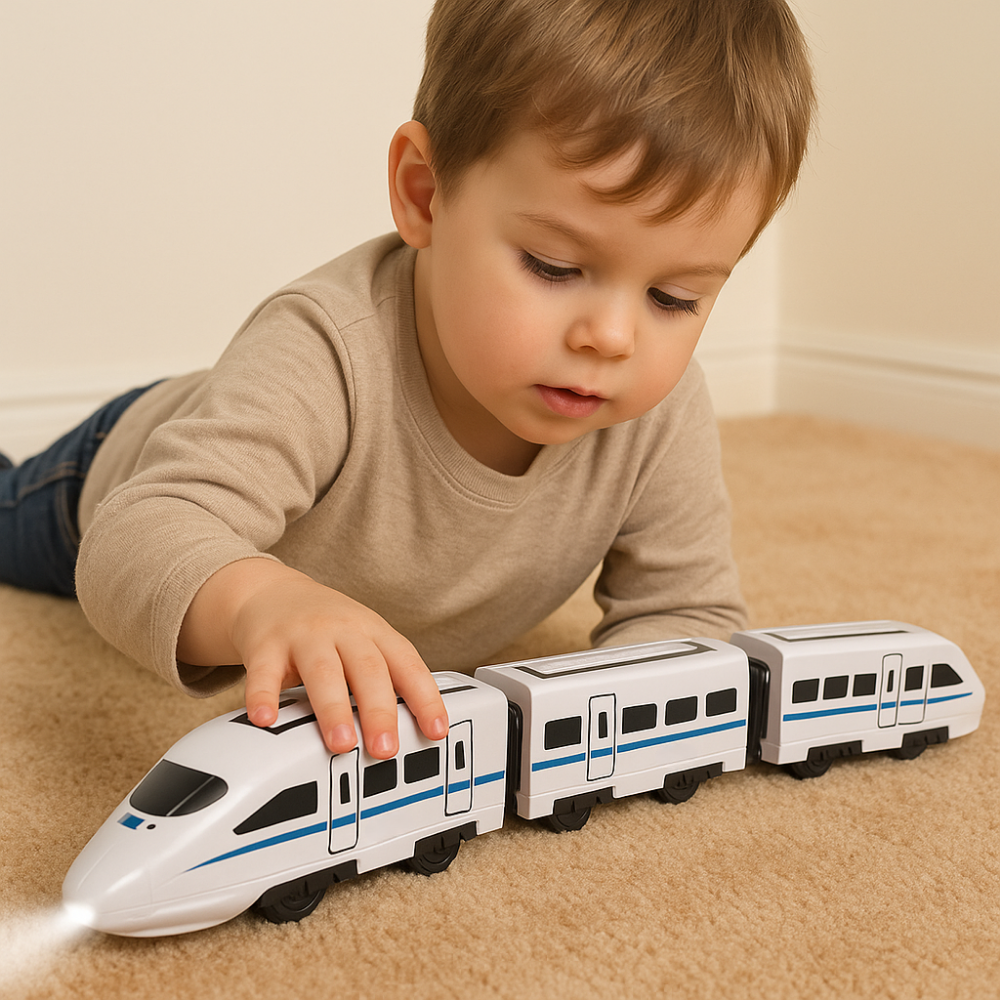 Wooden Train Set for Toddlers