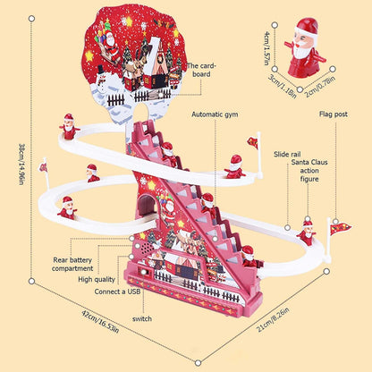Electric Santa Claus Climbing Stairs Toy with Music Lights