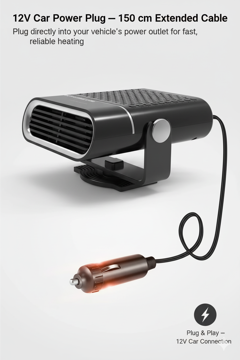 Portable Car Heater Fan 12V Heating Cooling Defrosting 4-in-1