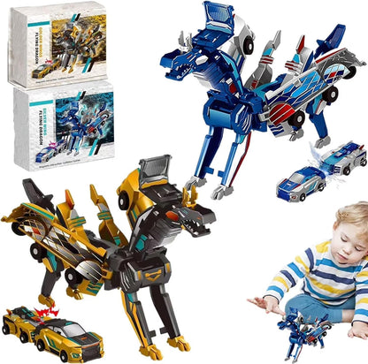 Kids Transformer Car Dinosaur Toy Set Magnetic