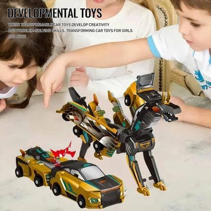 Kids Transformer Car Dinosaur Toy Set Magnetic