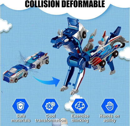 Kids Transformer Car Dinosaur Toy Set Magnetic